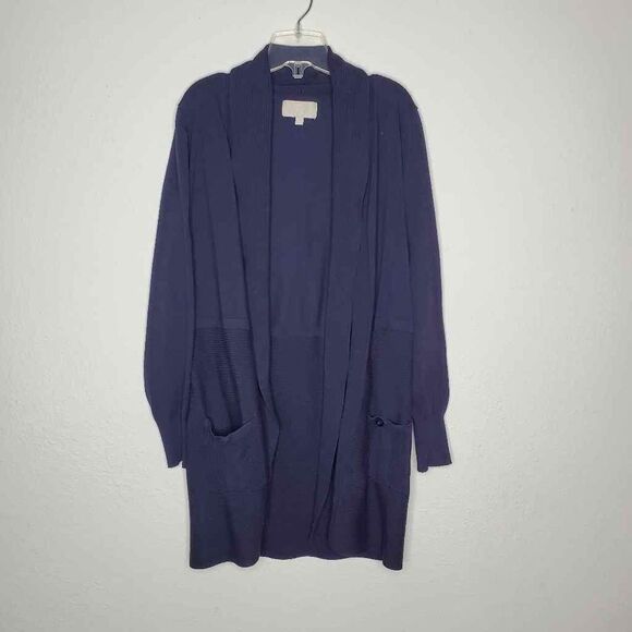 JOAN VASS Women's open front navy blue Cardigan size M - Picture 1 of 9